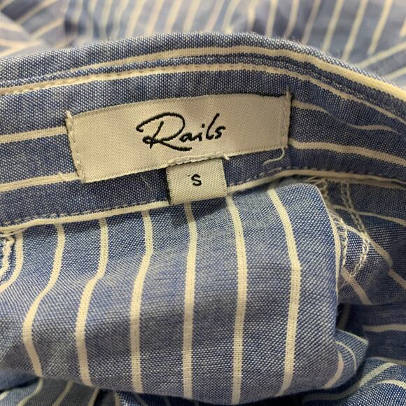 Rails‎ Top Womens Small Blue Mimi Maldives Stripe Button Down Bow Neck Blouse - Picture 4 of 9